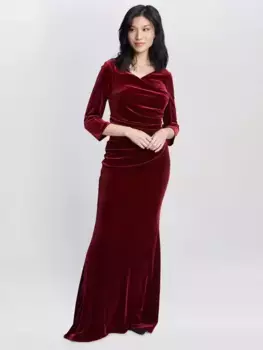 Платье Gina Bacconi Sophie Velvet Maxi, цвет wine