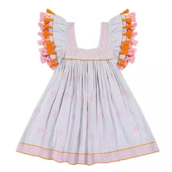 Платье Girls Serena с помпоном в лавандовую полоску Mer St. Barth