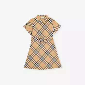 Платье Giulietta из хлопка и поплина в клетку на возраст 3-14 лет Burberry, желтый