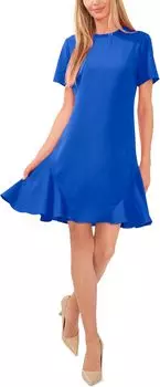 Платье-годе с оборками на шее CeCe, цвет Deep Royal Blue