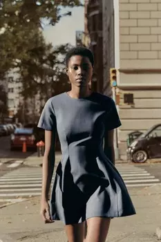 Платье godet коллекция zw ZARA, синий