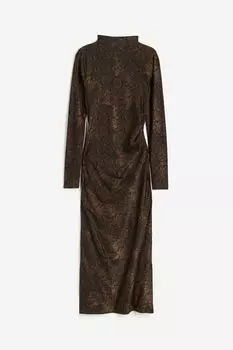 Платье Good American Satin Shine Funnel Neck, коричневый