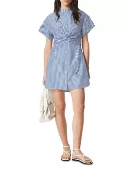 Платье Gretchen в полоску из поплина rag & bone, синий