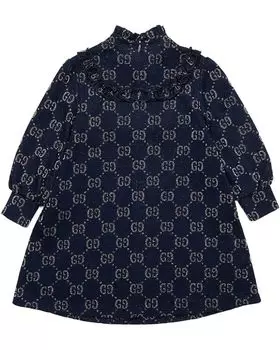 Платье Gucci Double G Jersey Long Sleeve Dress, цвет Bracknell/Iridescent Multicolor