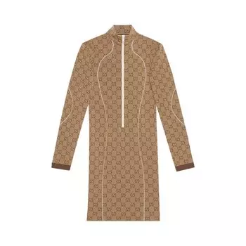 Платье Gucci GG Jersey Jacquard Dress, бежевый