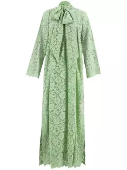 Платье Gucci из гипюра и кружева, зеленый