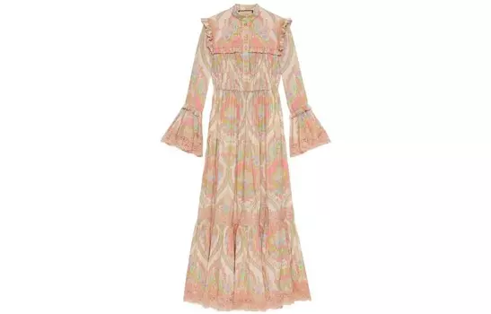 Платье Gucci с длинными рукавами, розовый