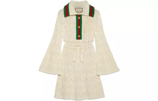 Платье Gucci с длинными рукавами, слоновая кость