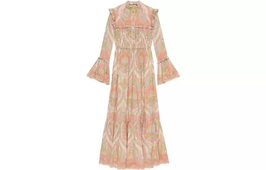 Платье Gucci с длинными рукавами, светло-розовый