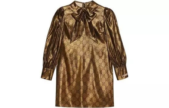 Платье Gucci с длинными рукавами, золотой