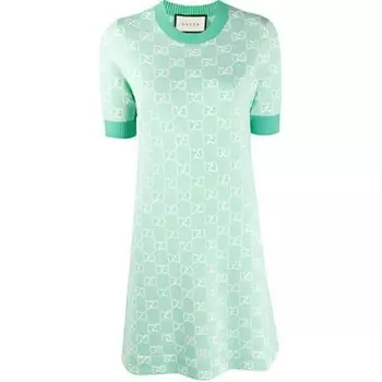 Платье Gucci с короткими рукавами, бирюзовый