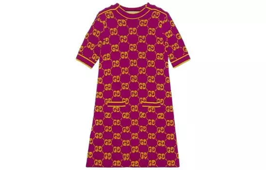 Платье Gucci с короткими рукавами, фиолетовый