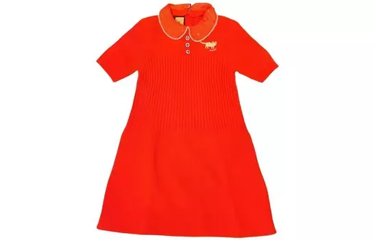 Платье Gucci с короткими рукавами, красный / желтый