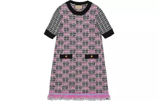 Платье Gucci с короткими рукавами, мультиколор