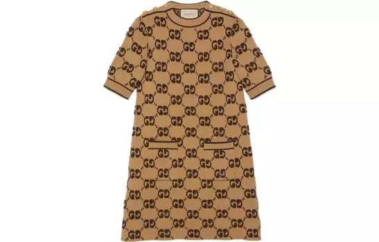 Платье Gucci с короткими рукавами, верблюжье-коричневый