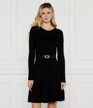 Платье Guess Jeans с поясом, черный