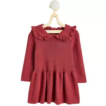 Платье H&amp;M Collared Knit, темно-красный