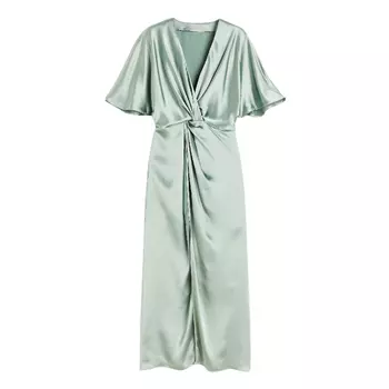 Платье H&amp;M Draped Satin, мятный