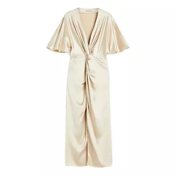Платье H&M Draped Satin, светло-бежевый