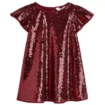 Платье H&M Flutter-sleeved, темно-красный