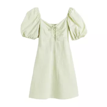 Платье H&M Off-the-shoulder Crinkled, светло-зеленый