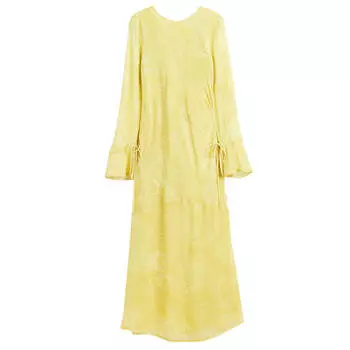 Платье H&amp;M Patterned Chiffon, желтый/белый узор