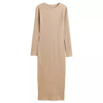 Платье H&amp;M Ribbed Bodycon, бежевый