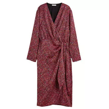 Платье H&M Satin Wrap, красный/серебристый