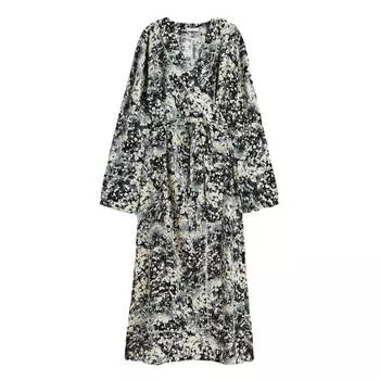 Платье H&M Satin Wrap, светло-бежевый/рисунок