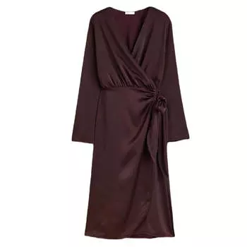 Платье H&amp;M Satin Wrap, темно-коричневый