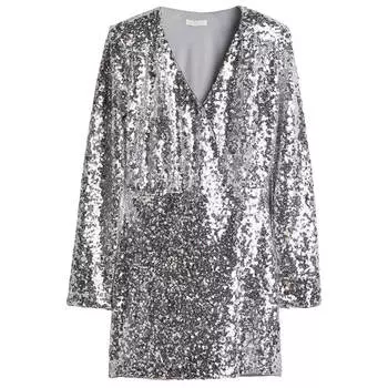 Платье H&amp;M Sequin Wrap, серебристый