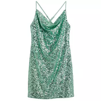 Платье H&amp;M Sequined Mini, мятно-зеленый
