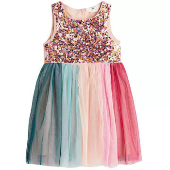 Платье H&amp;M Sequined Tulle, пудрово-розовый/мультиколор