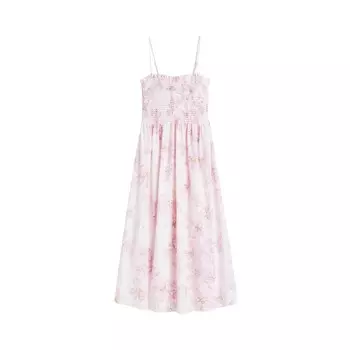 Платье H&M Smocked Cotton, кремовый/розовый