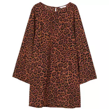 Платье H&amp;M Wide-sleeved, коричневый/леопардовый принт