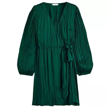 Платье H&amp;M Wrap with Balloon Sleeves, темно-зеленый/изумрудный