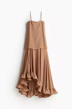 Платье H&M A/W 2024 Voluminous, темно-бежевый