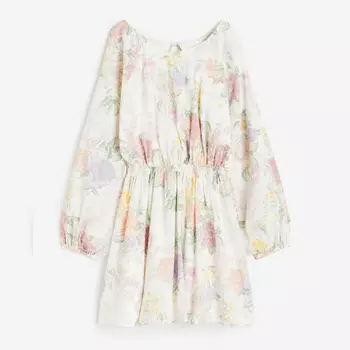 Платье H&M Balloon-sleeved Open-backed, кремовый