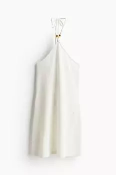 Платье H&M Bead-detail Halterneck, кремовый