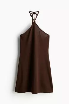 Платье H&M Bead-detail Halterneck, темно-коричневый