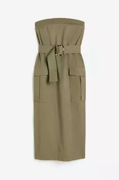 Платье H&M Belted Bandeau, хаки