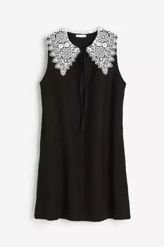 Платье H&M Boucl With Lace Collar, черный