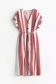 Платье H&M Button-front Crpe Dress, белый/красный