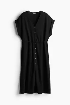 Платье H&M Button-front Crpe Dress, черный