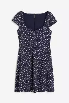 Платье H&M Cap-sleeved Jersey, темно-синий