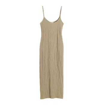 Платье H&M Crinkled Jersey, светлый хаки