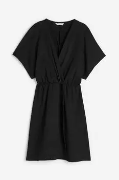Платье H&M Crinkled Wrap, черный