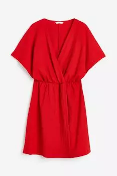 Платье H&M Crinkled Wrap, красный