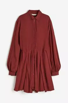 Платье H&M Crped Shirt, темно-красный