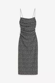 Платье H&M Draped Bodycon, черный/белый